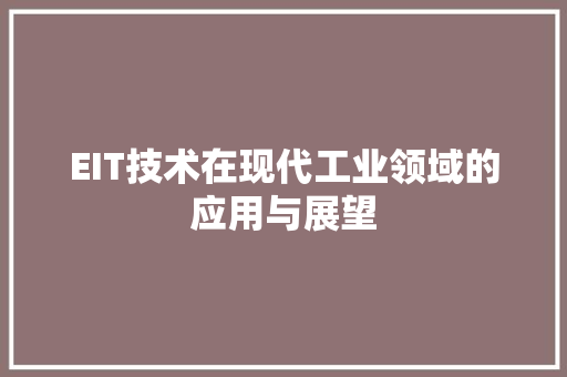 EIT技术在现代工业领域的应用与展望