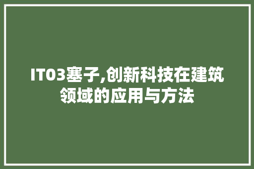 IT03塞子,创新科技在建筑领域的应用与方法