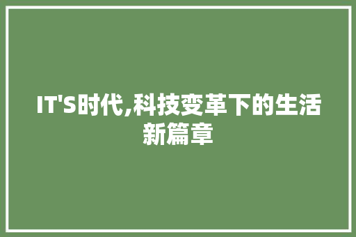 IT'S时代,科技变革下的生活新篇章