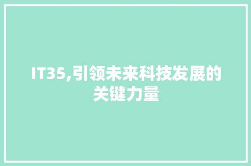 IT35,引领未来科技发展的关键力量