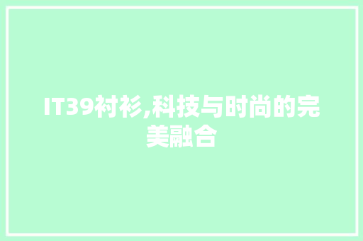 IT39衬衫,科技与时尚的完美融合