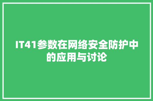 IT41参数在网络安全防护中的应用与讨论