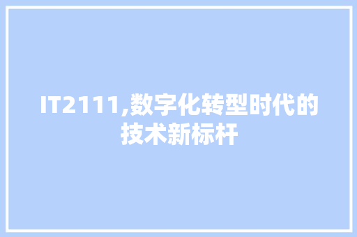 IT2111,数字化转型时代的技术新标杆