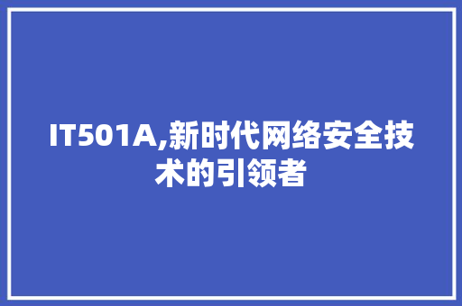 IT501A,新时代网络安全技术的引领者