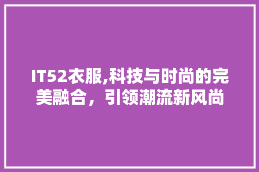 IT52衣服,科技与时尚的完美融合，引领潮流新风尚