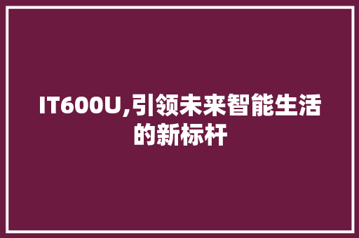 IT600U,引领未来智能生活的新标杆