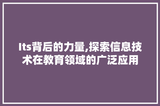 Its背后的力量,探索信息技术在教育领域的广泛应用