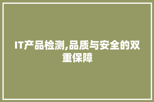 IT产品检测,品质与安全的双重保障