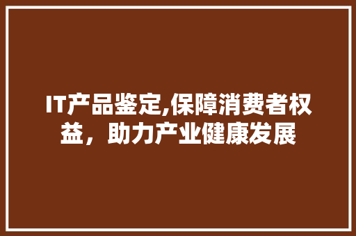 IT产品鉴定,保障消费者权益，助力产业健康发展