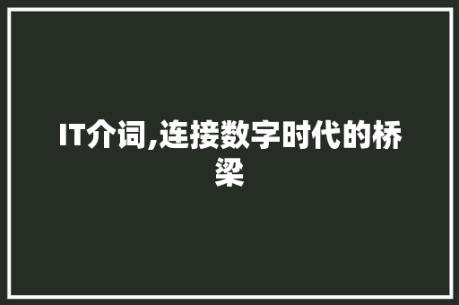 IT介词,连接数字时代的桥梁