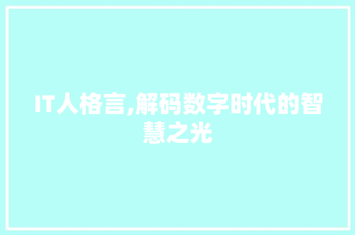 IT人格言,解码数字时代的智慧之光