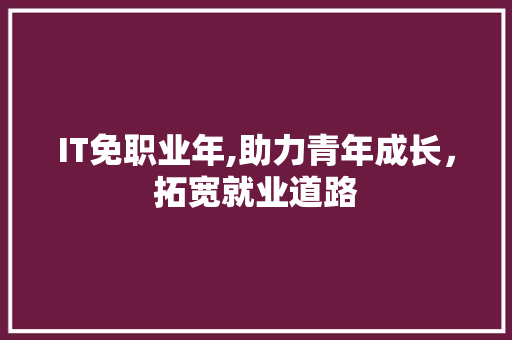 IT免职业年,助力青年成长，拓宽就业道路