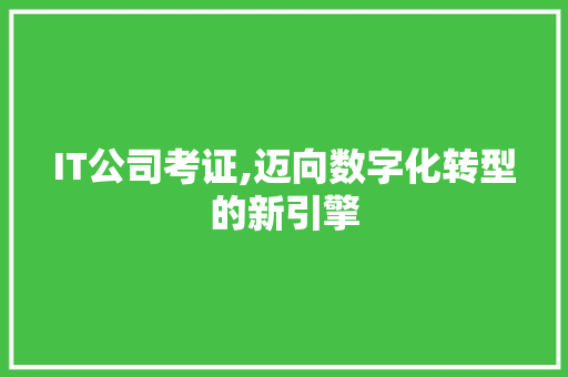 IT公司考证,迈向数字化转型的新引擎