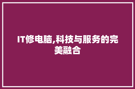 IT修电脑,科技与服务的完美融合