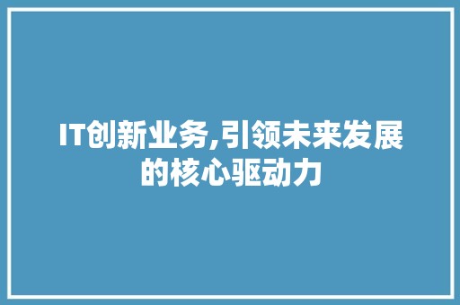 IT创新业务,引领未来发展的核心驱动力