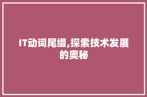 IT动词尾缀,探索技术发展的奥秘