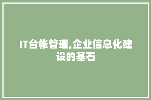 IT台帐管理,企业信息化建设的基石