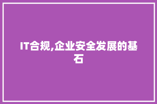 IT合规,企业安全发展的基石