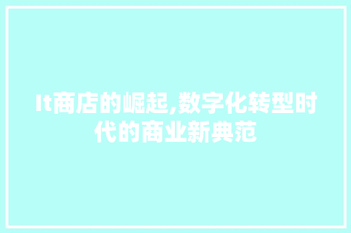 It商店的崛起,数字化转型时代的商业新典范