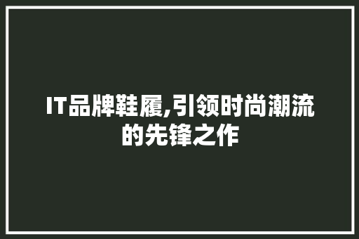 IT品牌鞋履,引领时尚潮流的先锋之作