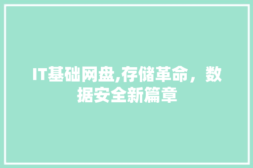 IT基础网盘,存储革命，数据安全新篇章