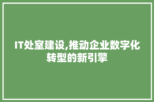 IT处室建设,推动企业数字化转型的新引擎