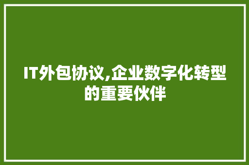 IT外包协议,企业数字化转型的重要伙伴