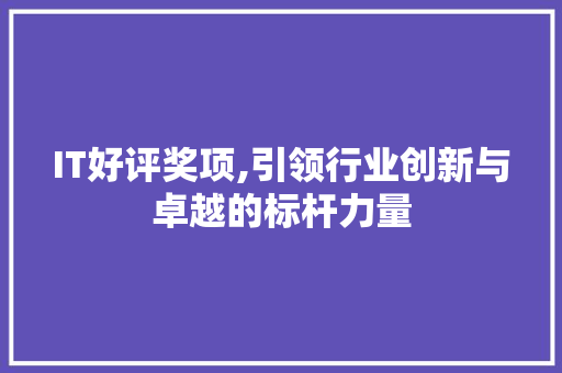 IT好评奖项,引领行业创新与卓越的标杆力量