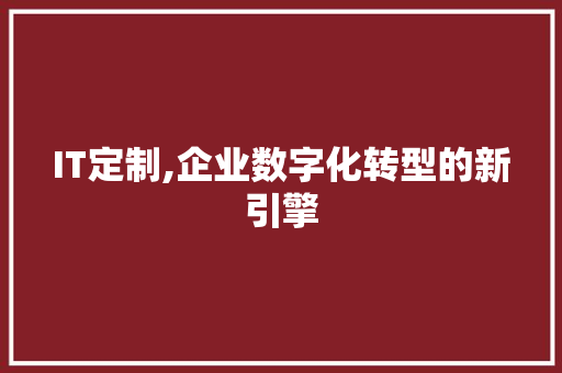 IT定制,企业数字化转型的新引擎