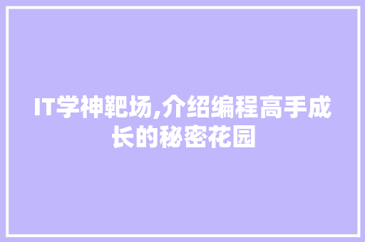 IT学神靶场,介绍编程高手成长的秘密花园