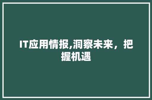 IT应用情报,洞察未来，把握机遇