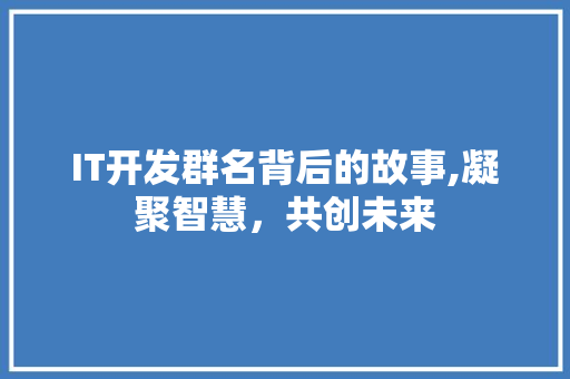 IT开发群名背后的故事,凝聚智慧，共创未来