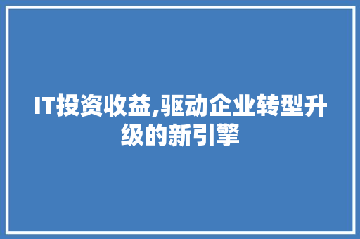 IT投资收益,驱动企业转型升级的新引擎