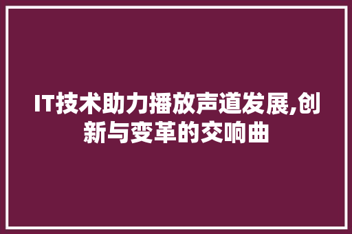 IT技术助力播放声道发展,创新与变革的交响曲