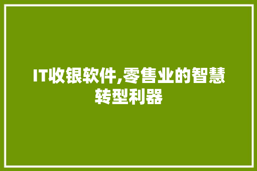 IT收银软件,零售业的智慧转型利器