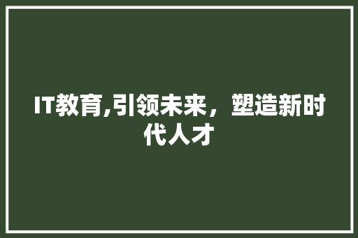 IT教育,引领未来，塑造新时代人才