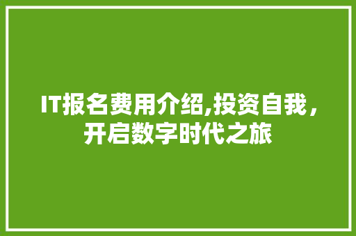 IT报名费用介绍,投资自我，开启数字时代之旅