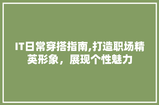 IT日常穿搭指南,打造职场精英形象，展现个性魅力