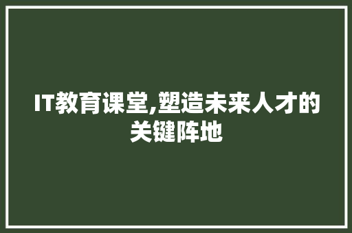 IT教育课堂,塑造未来人才的关键阵地