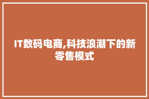 IT数码电商,科技浪潮下的新零售模式