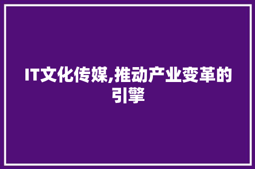 IT文化传媒,推动产业变革的引擎