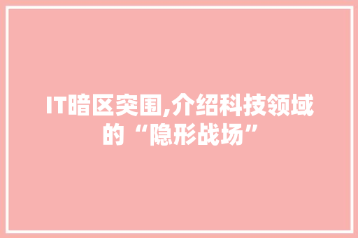 IT暗区突围,介绍科技领域的“隐形战场”