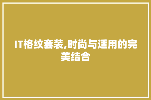 IT格纹套装,时尚与适用的完美结合