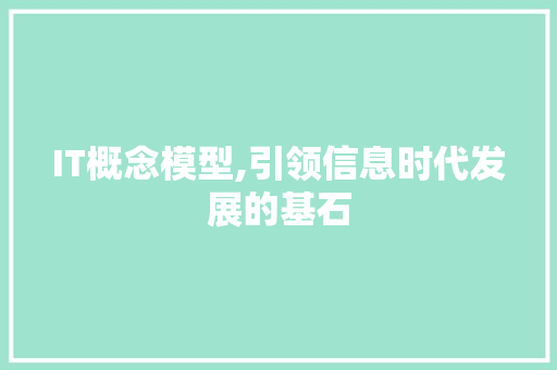 IT概念模型,引领信息时代发展的基石