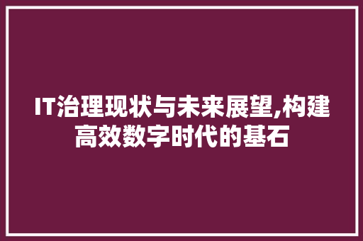 IT治理现状与未来展望,构建高效数字时代的基石