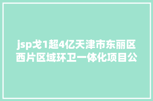 jsp戈1超4亿天津市东丽区西片区域环卫一体化项目公开招标