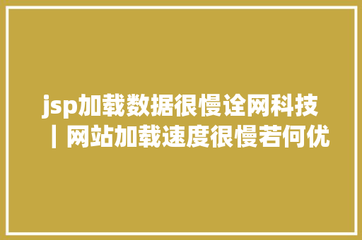 jsp加载数据很慢诠网科技｜网站加载速度很慢若何优化呢