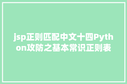 jsp正则匹配中文十四Python攻防之基本常识正则表达式Web编程和套接字通讯