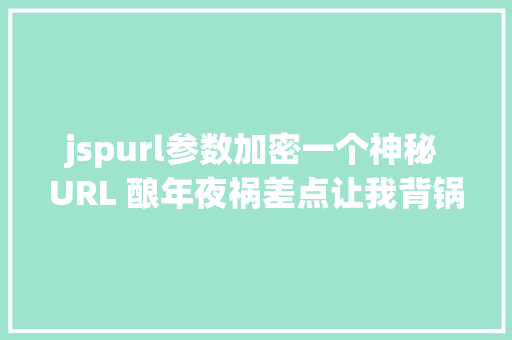 jspurl参数加密一个神秘 URL 酿年夜祸差点让我背锅