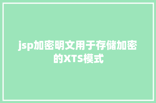 jsp加密明文用于存储加密的XTS模式